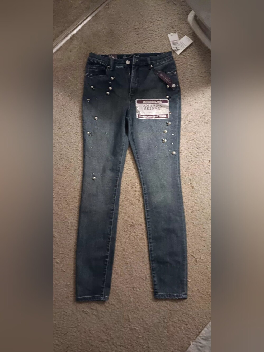 Gloria Vanderbilt Embellished Skinny Jeans - Sz 6 Avg